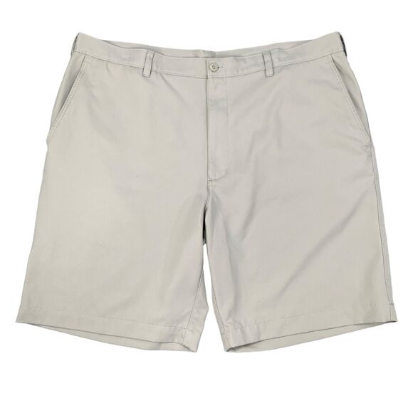 PGA Tour Shorts Mens 40 Stone Flat Front High Rise Moisture Wicking Golf Chino - Picture 1 of 12